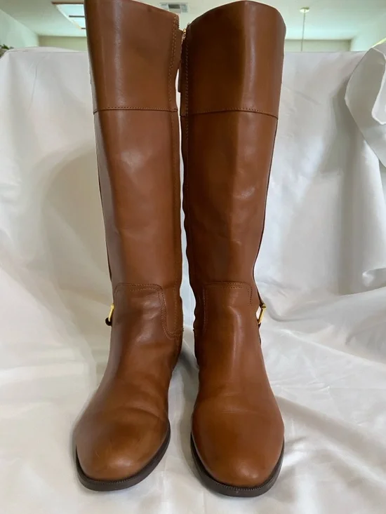Lauren Ralph Lauren Cognac Leather Bernadine Riding Boots, Women’s Size 10B - Picture 4 of 16